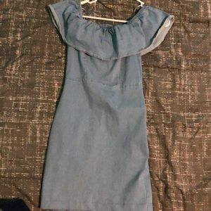 Crop off the shoulder jean dress